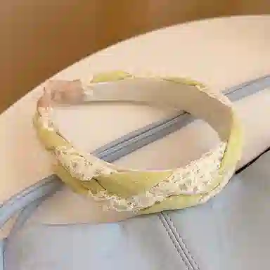 贯古今 宽边蕾丝麻花编发清爽纯色辫子高级感少女外出增高颅顶女 布艺 发箍 女款