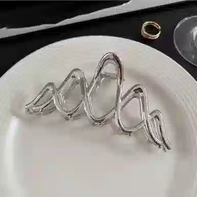 贯古今 黑色金属波浪抓夹后脑勺盘发鲨鱼夹高级感简约气质高端 合金 发夹 女款