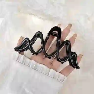 贯古今 黑色金属波浪抓夹后脑勺盘发鲨鱼夹高级感简约气质高端 合金 发夹 女款