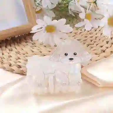 贯古今 可爱个性萌趣小狗高级感半扎马尾 亚克力 发夹 女