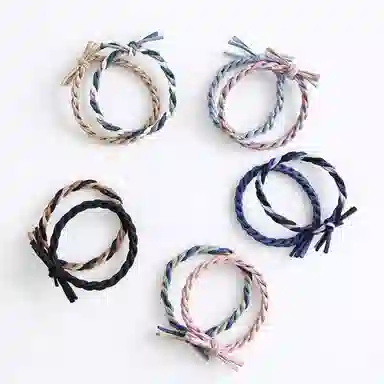 贯古今 十根装拼色麻花辫橡皮筋加粗气质高马尾不伤发日常专用 布艺 发圈 女款