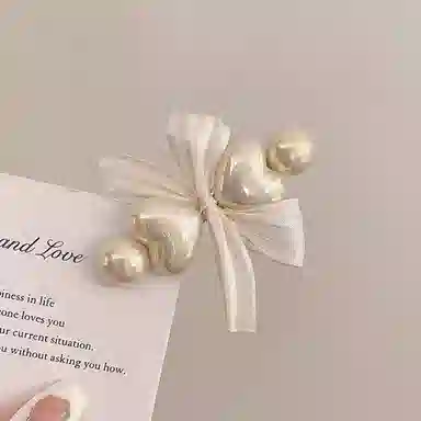 贯古今 优雅高级感 爱心蝴蝶结鸭嘴夹 碎发刘海夹少女侧边夹发饰 合金 发夹 女款