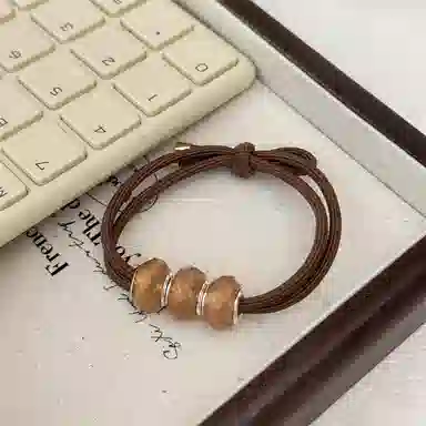 贯古今 格纹圆球高级感气质橡扎头发 尼龙 发圈 女款