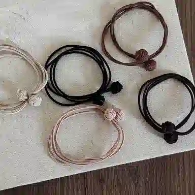 贯古今 五根装中国结四股简约基础气质百搭橡皮筋扎高马尾发饰 布艺 发圈 女款