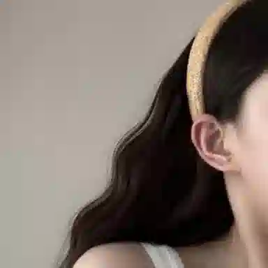 贯古今 度假风夏天藤草编织气质田园风原木色草编宽边高颅顶 发箍 女款