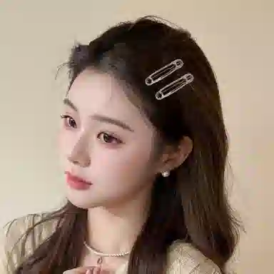 贯古今 一对装 少女边夹韩后脑勺高级感顶夹刘海一字夹 合金 发夹 女款