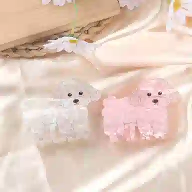 贯古今 可爱个性萌趣小狗高级感半扎马尾 亚克力 发夹 女