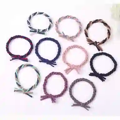 贯古今 十根装拼色麻花辫橡皮筋加粗气质高马尾不伤发日常专用 布艺 发圈 女款