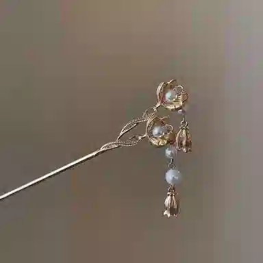 贯古今 民族风优雅金属高级感丸子头盘子铃兰花发饰头饰 合金 发簪 女款