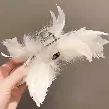 贯古今 钻羽毛大号小众设计感后脑勺盘发 合金 发夹 女款