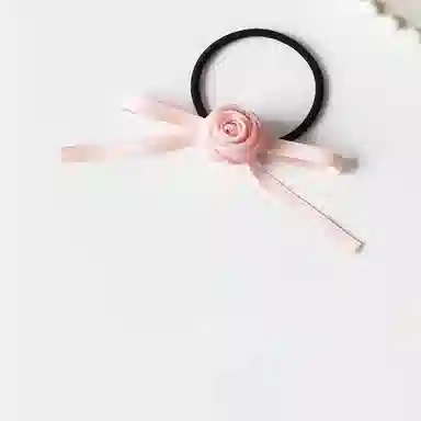 贯古今 蝴蝶结玫瑰皮筋高弹力耐用高马尾扎头发头圈 布艺 头绳 女款