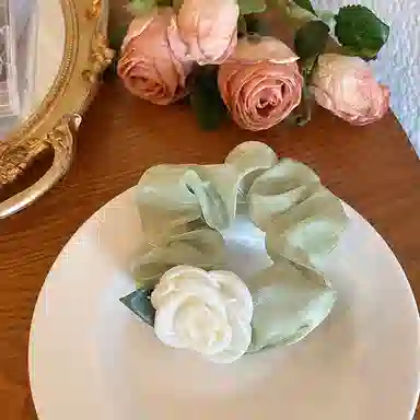 贯古今 高级感大肠玫瑰花气质甜美女个性扎马尾头绳 布艺 发圈 女款