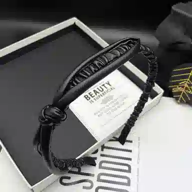 贯古今 韩系高级纯色褶皱蝴蝶结 百搭气质防滑发饰 布艺 发箍 女款