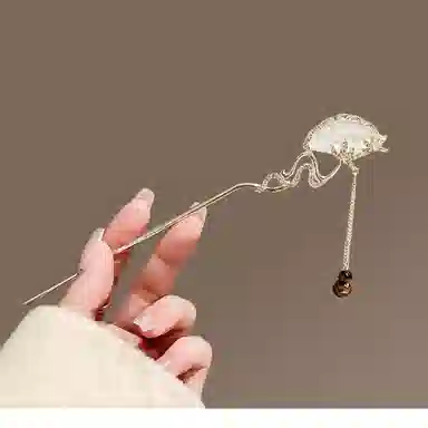 贯古今 古风新中式简约现代高级感发钗云扇步摇汉服簪子水晶发饰 合金 发簪 女款