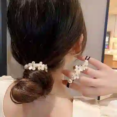 贯古今 花朵发绳小清新气质马尾日常洗脸专用发饰 尼龙 头绳 女款