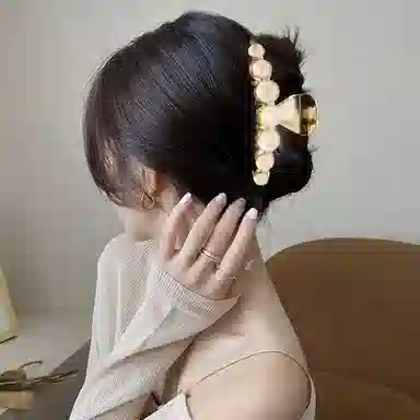 贯古今 精美设计百搭气质高级感鲨鱼后脑勺大号盘发 合金 发夹 女款