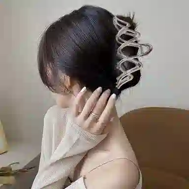 贯古今 黑色金属波浪抓夹后脑勺盘发鲨鱼夹高级感简约气质高端 合金 发夹 女款