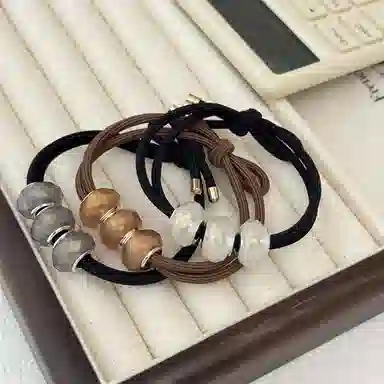 贯古今 格纹圆球高级感气质橡扎头发 尼龙 发圈 女款