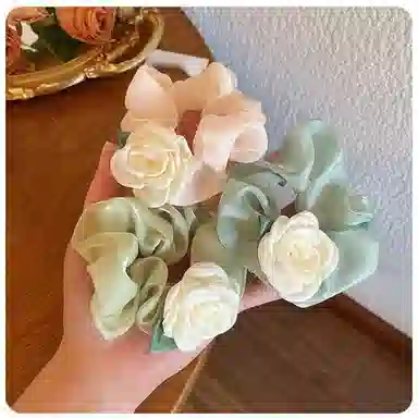 贯古今 高级感大肠玫瑰花气质甜美女个性扎马尾头绳 布艺 发圈 女款