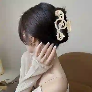 贯古今 音符抓夹后脑勺高级感盘发发抓夏季鲨鱼夹发卡头饰发饰 合金 发夹 女款