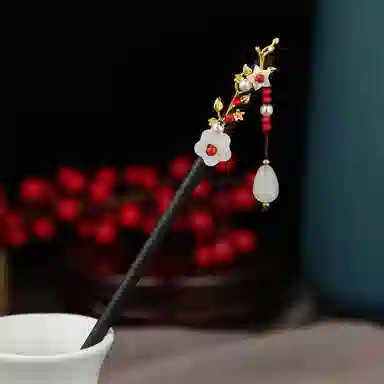 贯古今 国风元素古风复古簪子丸子头盘发发钗发饰钗子 木制 发簪 女款