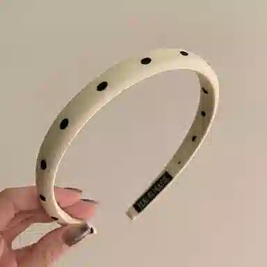 贯古今 温柔缎面波点细复古海绵高颅顶头箍百搭简约发卡日常头饰 布艺 发箍 女款