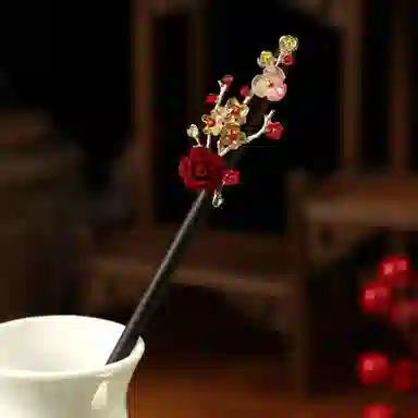 贯古今 古风汉服头饰流苏步摇插梳簪子简约气质汉服 木制 发簪 女款