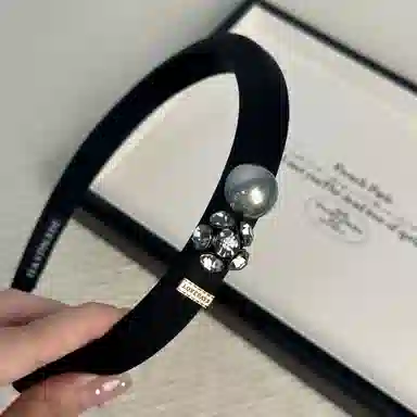 贯古今 复古轻奢镶钻气质海绵高级感增高颅顶外出压发细发卡日常发饰 布艺 发箍 女款