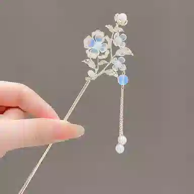 贯古今 珍珠花朵轻奢优雅古风流苏铃兰花新中式国风日常步摇簪汉服 合金 发簪 女款