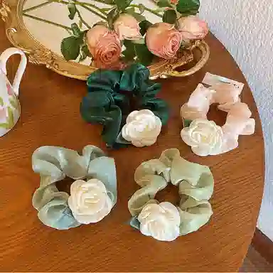 贯古今 高级感大肠玫瑰花气质甜美女个性扎马尾头绳 布艺 发圈 女款