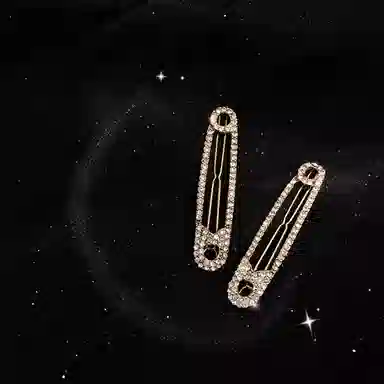 贯古今 一对装 少女边夹韩后脑勺高级感顶夹刘海一字夹 合金 发夹 女款