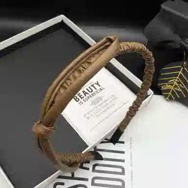 贯古今 韩系高级纯色褶皱蝴蝶结 百搭气质防滑发饰 布艺 发箍 女款