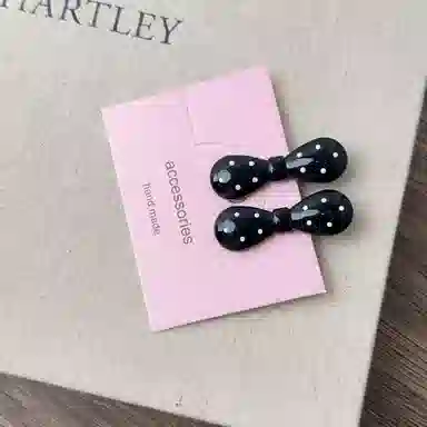 贯古今 法式黑白波点系列金属小众设计感鸭嘴夹刘海侧边夹 合金 发夹 女