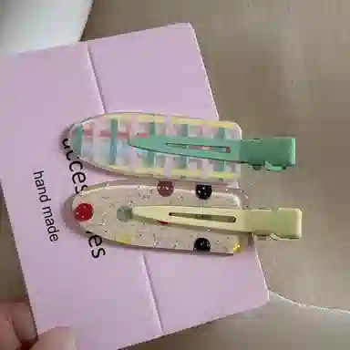 贯古今 水果系列葡萄樱桃无痕鸭嘴可爱甜美少女刘海侧边夹 发夹 女款