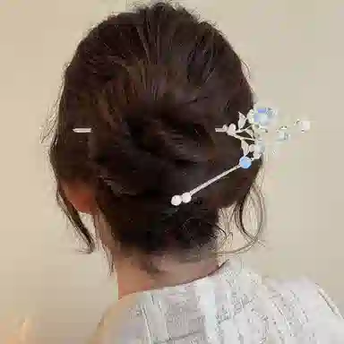 贯古今 珍珠花朵轻奢优雅古风流苏铃兰花新中式国风日常步摇簪汉服 合金 发簪 女款