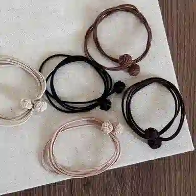 贯古今 五根装中国结四股简约基础气质百搭橡皮筋扎高马尾发饰 布艺 发圈 女款