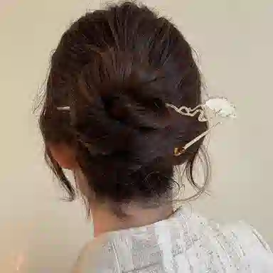 贯古今 古风新中式简约现代高级感发钗云扇步摇汉服簪子水晶发饰 合金 发簪 女款