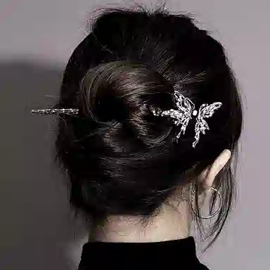 贯古今 新中式液态金属蝴蝶高级感设计小众古风盘发饰夏头饰 合金 发簪 女款