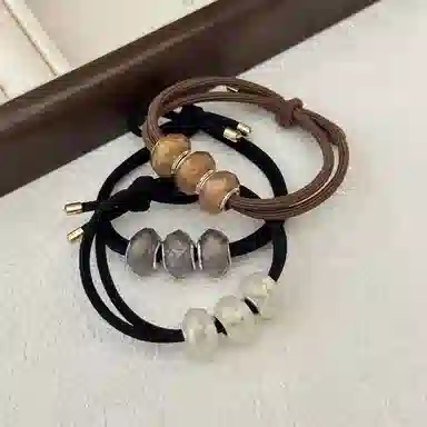 贯古今 格纹圆球高级感气质橡扎头发 尼龙 发圈 女款