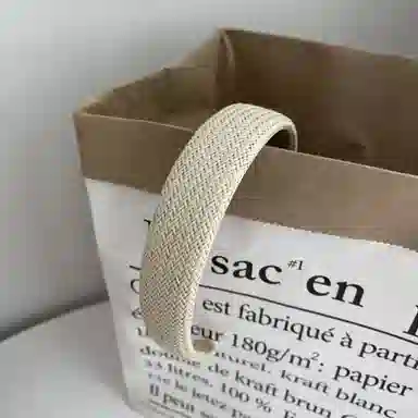 贯古今 度假风夏天藤草编织气质田园风原木色草编宽边高颅顶 发箍 女款