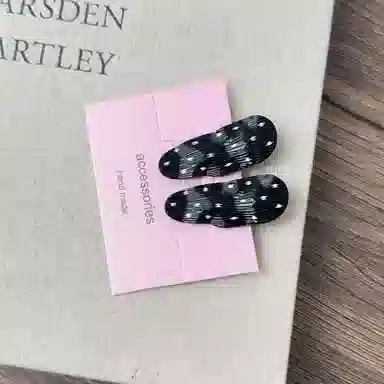 贯古今 复古黑白波点蝴蝶结气质 鸭嘴夹碎发刘海夹侧边边夹发饰品 合金 发夹 女