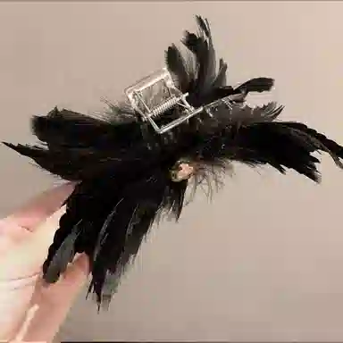 贯古今 钻羽毛大号小众设计感后脑勺盘发 合金 发夹 女款