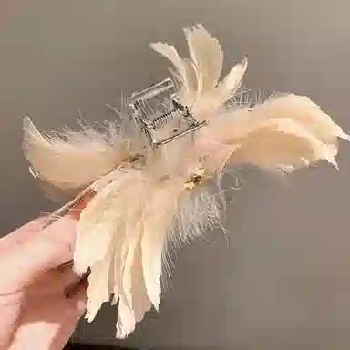 贯古今 钻羽毛大号小众设计感后脑勺盘发 合金 发夹 女款