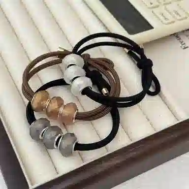 贯古今 格纹圆球高级感气质橡扎头发 尼龙 发圈 女款