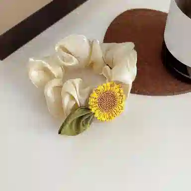 贯古今 森系超仙向日葵小众设计头饰发绳高级感皮筋女扎发日常洗脸用 布艺 发圈 女款