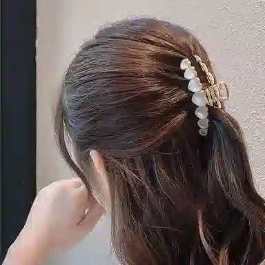 贯古今 心形优雅精致高级感鲨鱼后脑勺大号盘发 合金 发夹 女款