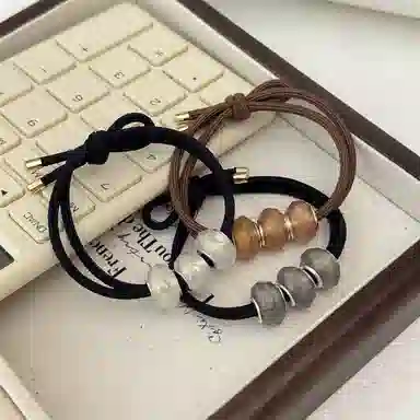 贯古今 格纹圆球高级感气质橡扎头发 尼龙 发圈 女款