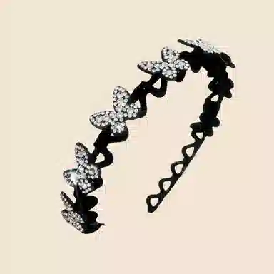 贯古今 蝴蝶波浪碎发植绒固定刘海碎发整理洗脸压发发卡头箍发饰 亚克力 发箍 女款