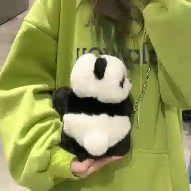 抱竹 古力古力 熊猫趴趴玩偶系列 可爱零钱包 毛绒 斜挎包 常规 男女同款情侣款 黑白