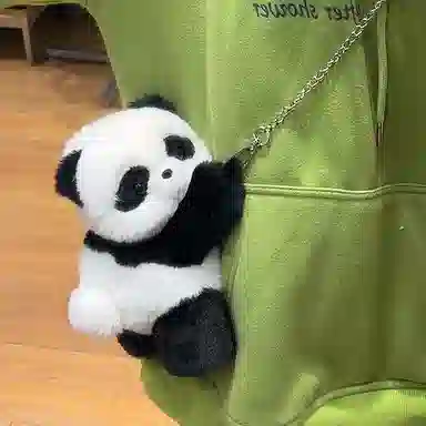 抱竹 古力古力 熊猫趴趴玩偶系列 可爱零钱包 毛绒 斜挎包 常规 男女同款情侣款 黑白